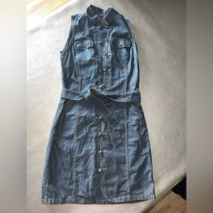 Ralph Lauren Lauren Jeans Co 8P  sleeveless Mandarin collar denim belted dress